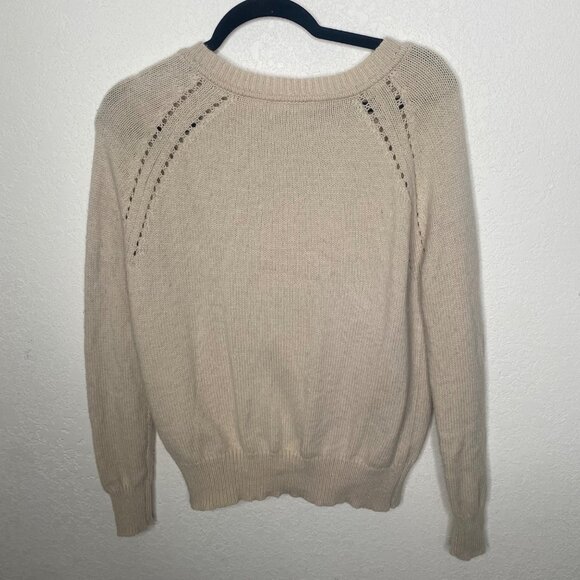 Fossil Merino Wool Cashmere Button Up Cardigan Sweater Womens Size S Beige Neutr - Picture 5 of 8